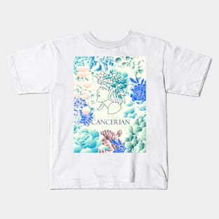 Cancer Zodiac Blue Fantasy Design Horoscope Design Kids T-Shirt